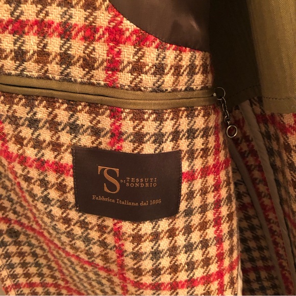 Todd Snyder Italian Tweed Raglan Windowpane Topcoat in Red (size S) - Picture 7 of 7